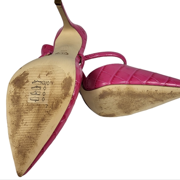 Michael Kors Jessa Crocodile Embossed Leather Mule Pink 10 - Picture 6 of 6